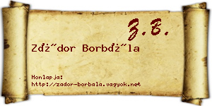 Zádor Borbála névjegykártya